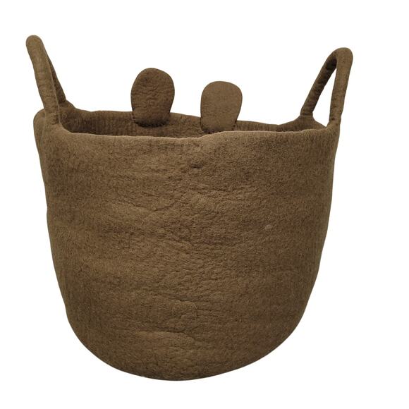 Place & Time Bear Storage Basket Set 100% Wool Nursery Toys Made In Nepal Brown - Picture 5 of 16